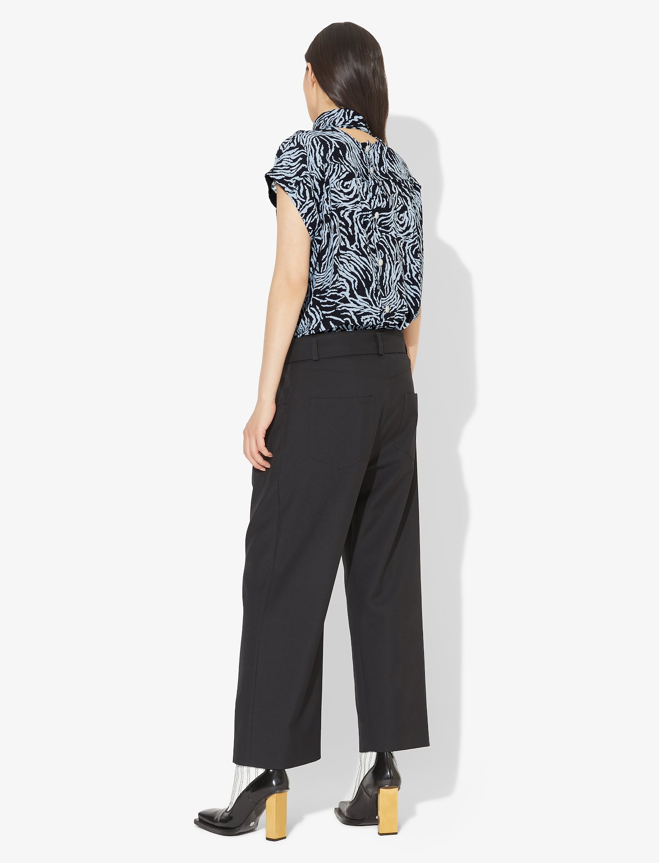 Zebra Print Short Sleeve Scarf Top #2