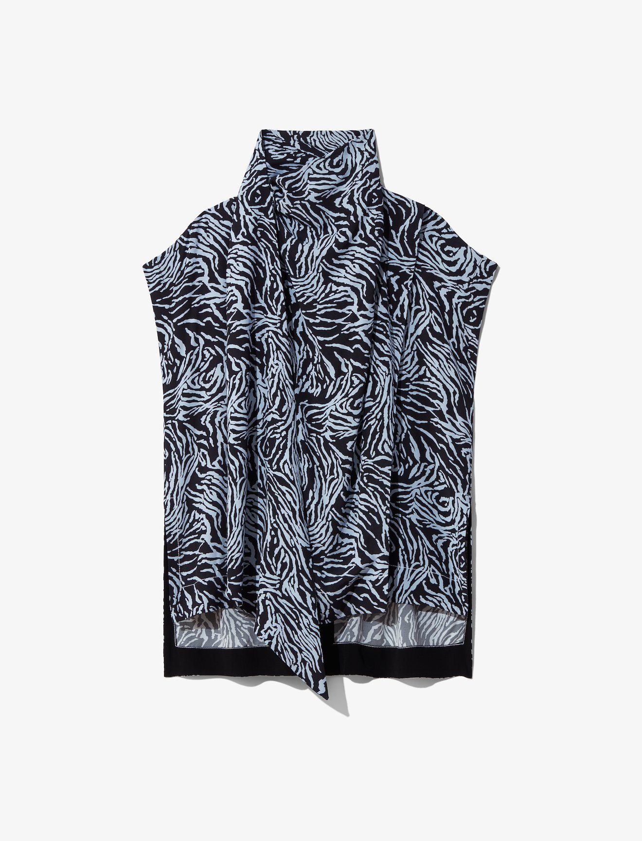 Zebra Print Short Sleeve Scarf Top #4