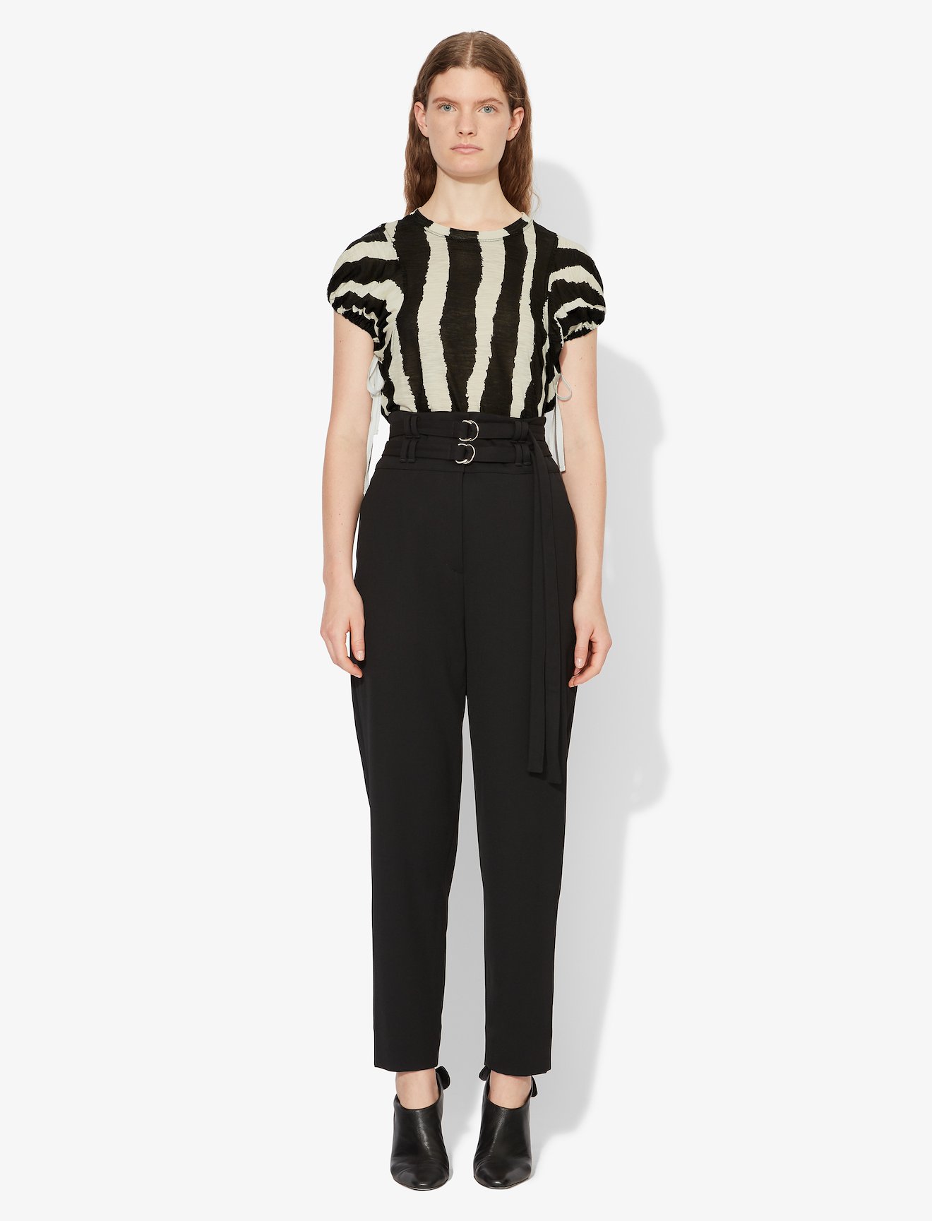 Zebra Stripe Print Tied Short Sleeve T-Shirt #1