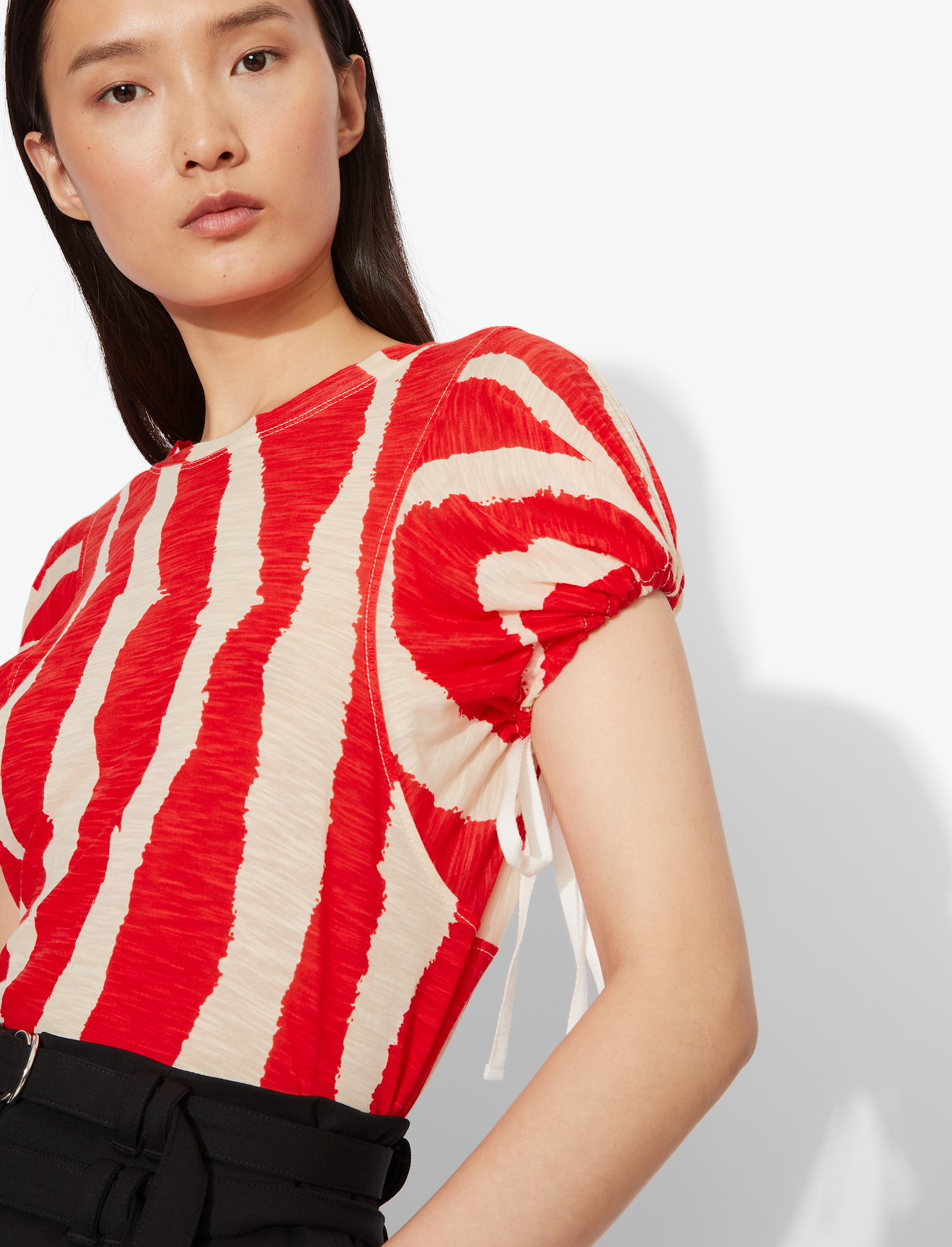 Zebra Stripe Print Tied Short Sleeve T-Shirt #3