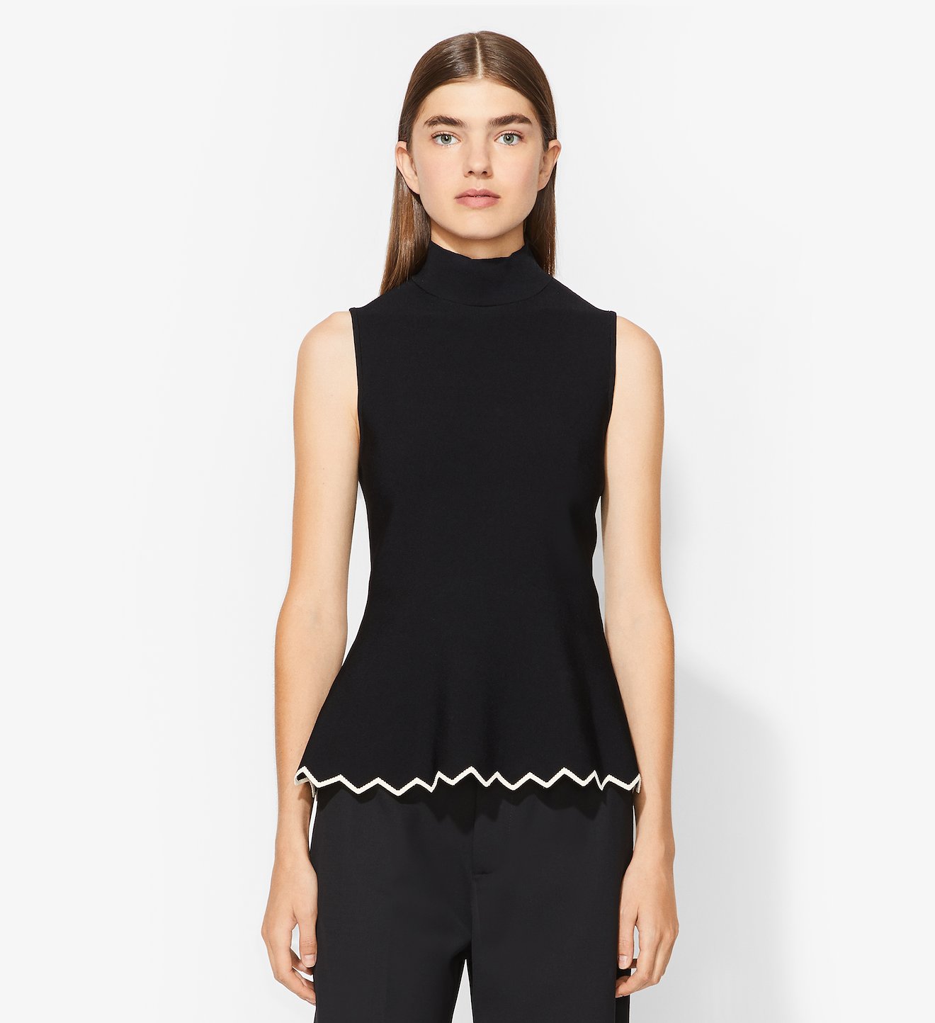 Zig Zag Knit Mockneck Top