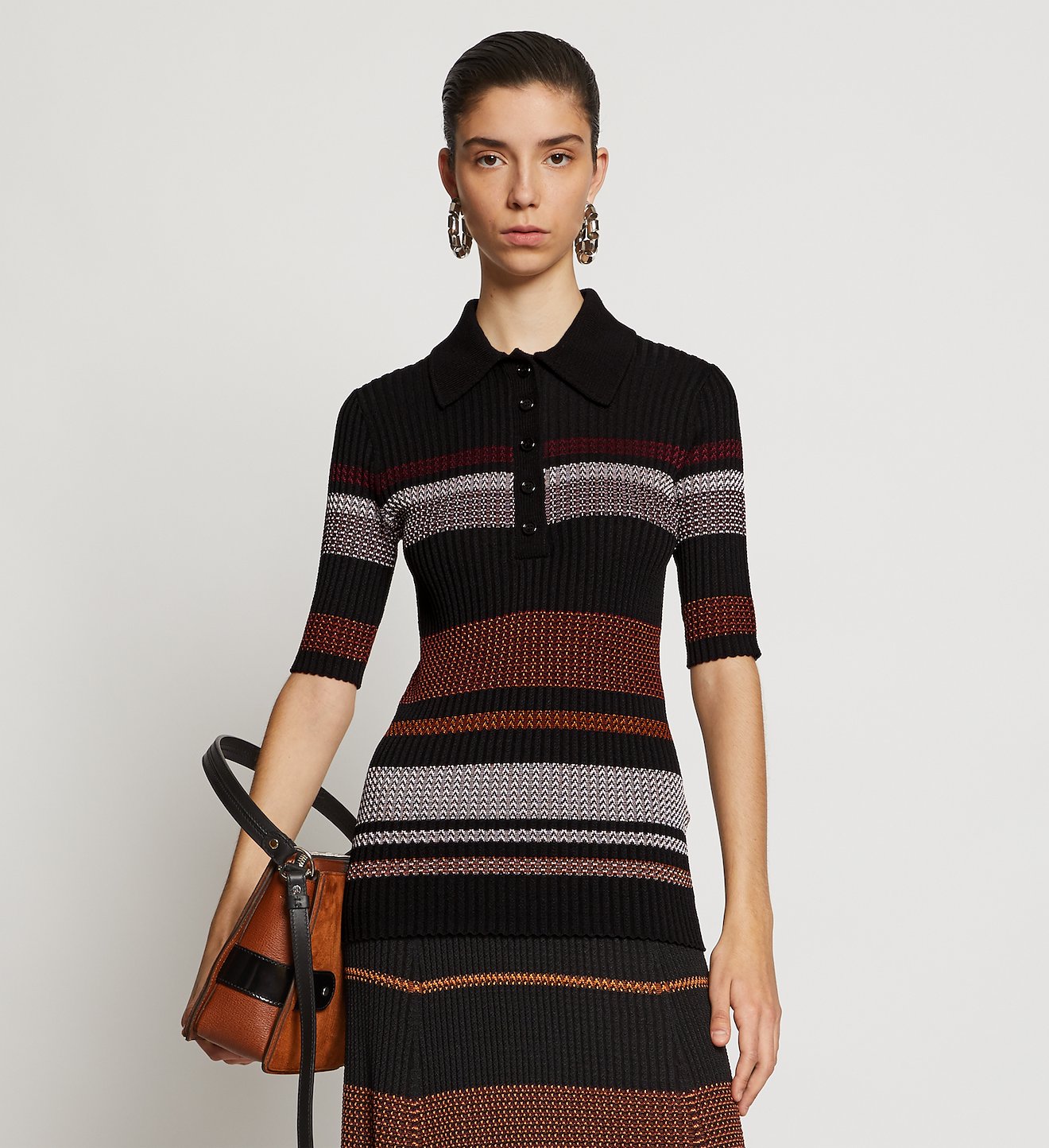 Zig Zag Stripe Knit Polo