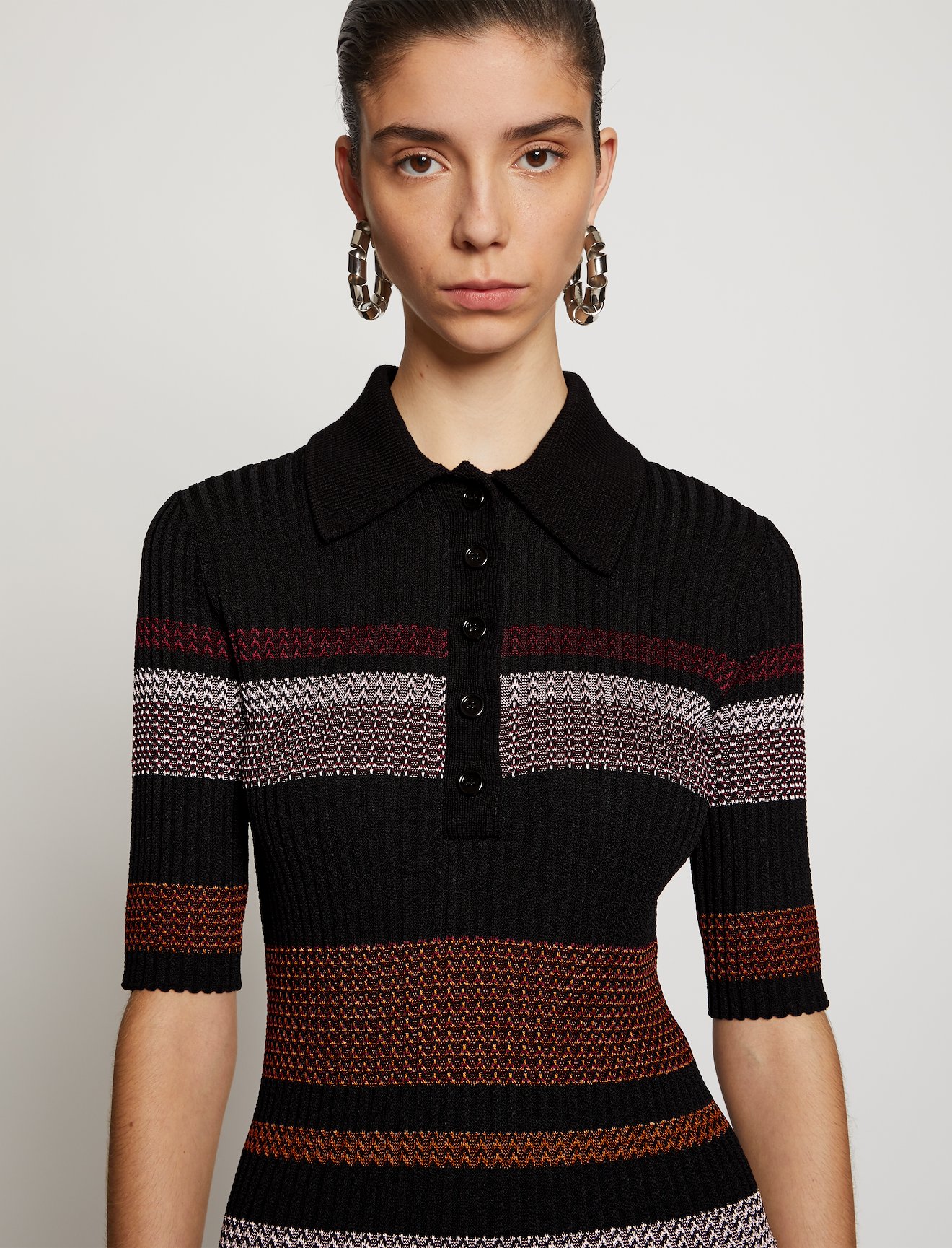 Zig Zag Stripe Knit Polo #3