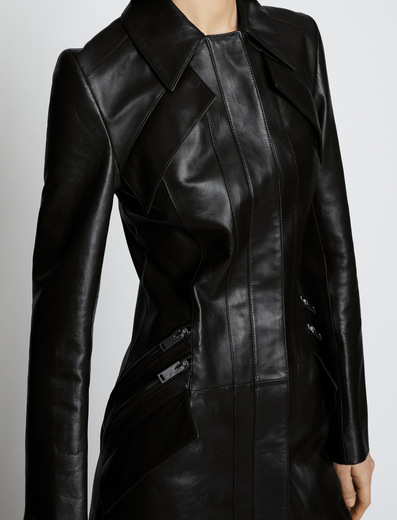 Zip Leather Coat #3