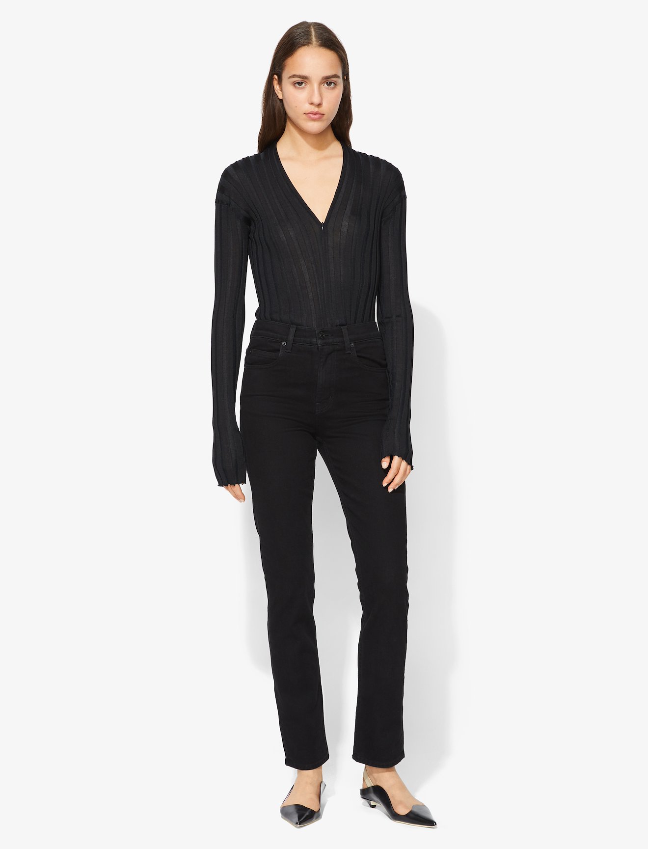 Zip Neck Ribbed Top #1