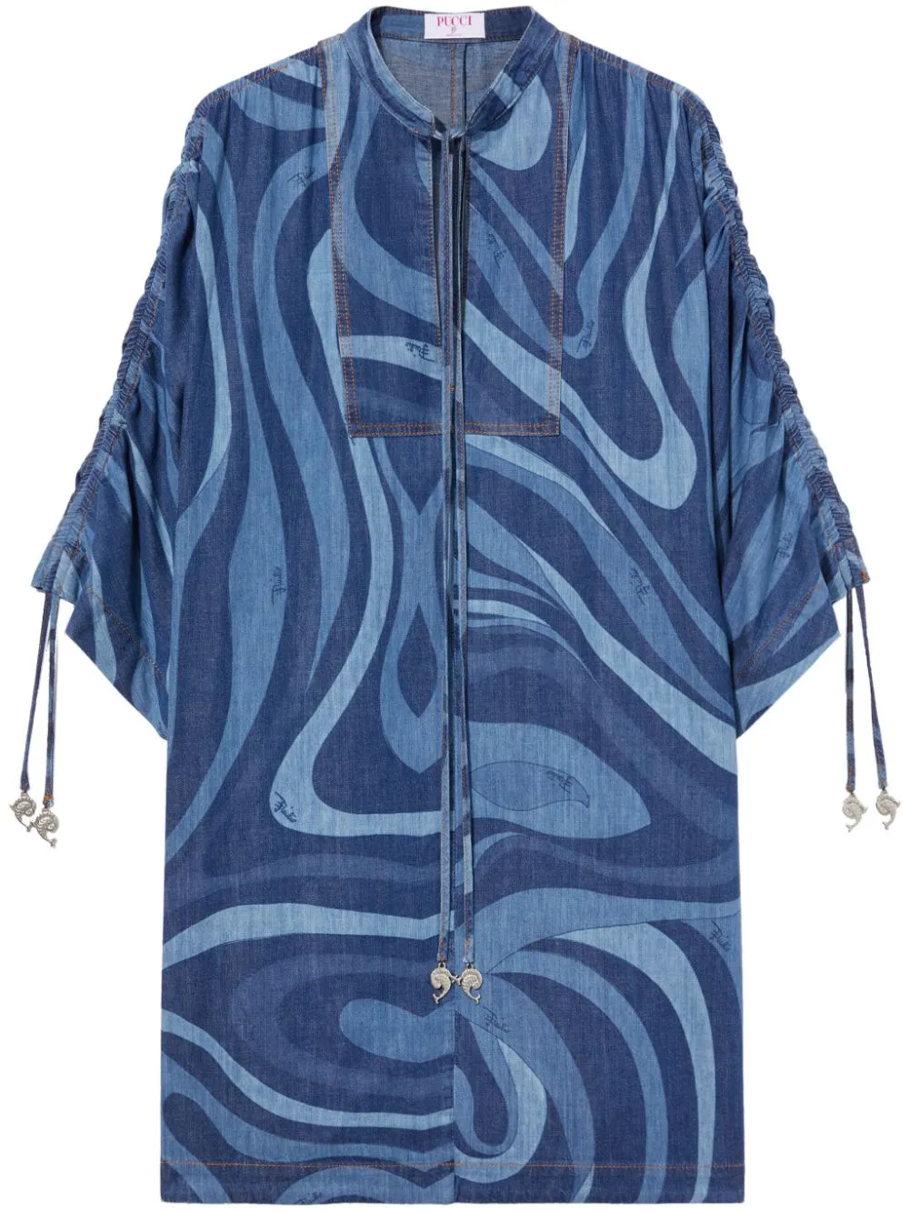 PUCCI プッチ ワンピース Marmo-print denim kaftan945346 PUCCI Marmo-print denim kaftan dress | Eraldo.com TV