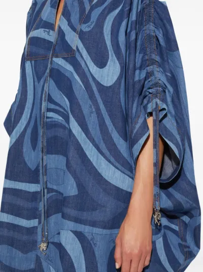 PUCCI プッチ ワンピース Marmo-print denim kaftan945346 Marmo-print denim kaftan in blue - Pucci | Mytheresa