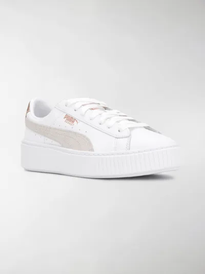 puma basket platform sneakers white