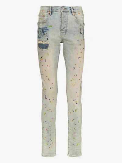 slim fit paint splatter jeans