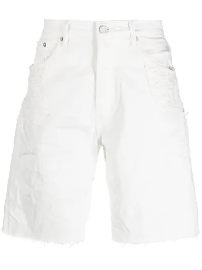 Mens white hot sale distressed shorts