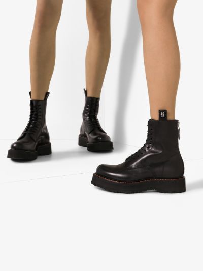 R13 black single Stack 40 leather boots 