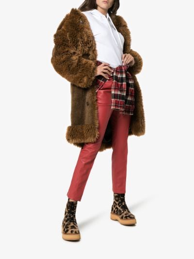 brown Single Stack 40 leopard print wool boots展示图