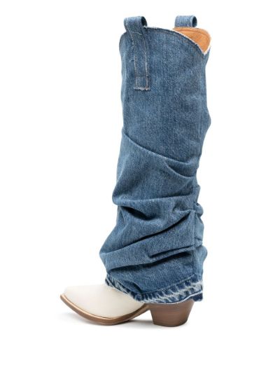 contrast ruched denim boots R13 Eraldo