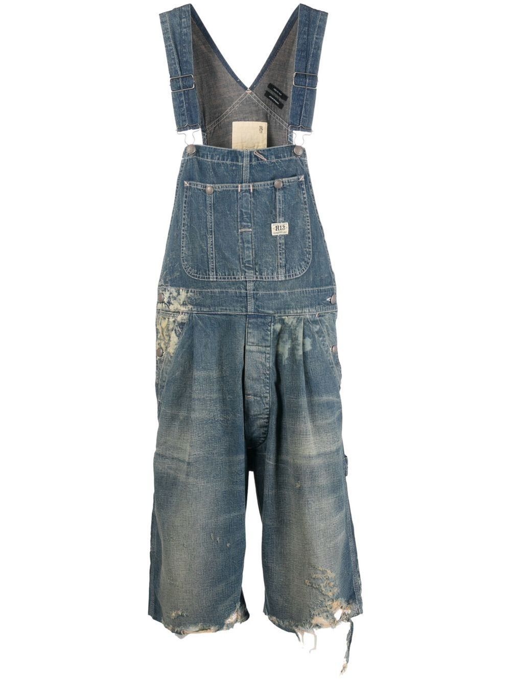 denim dungaree shorts | R13 | Eraldo.com FR