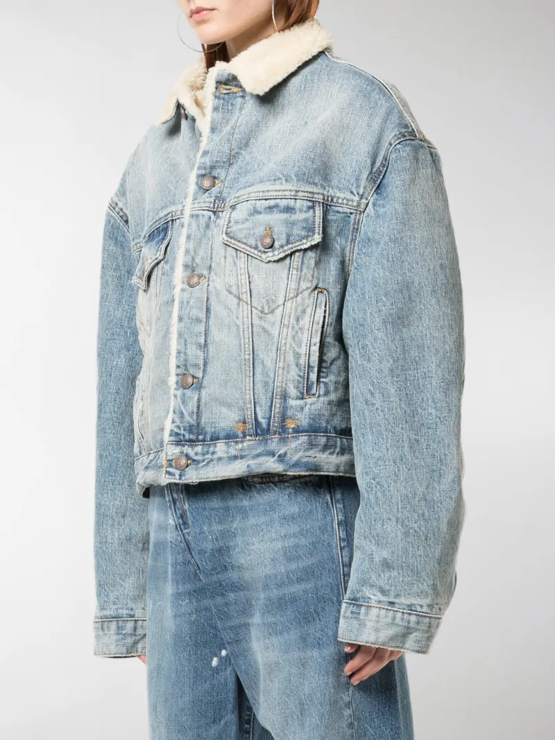 R13 Giacca denim con montone blu | MODES