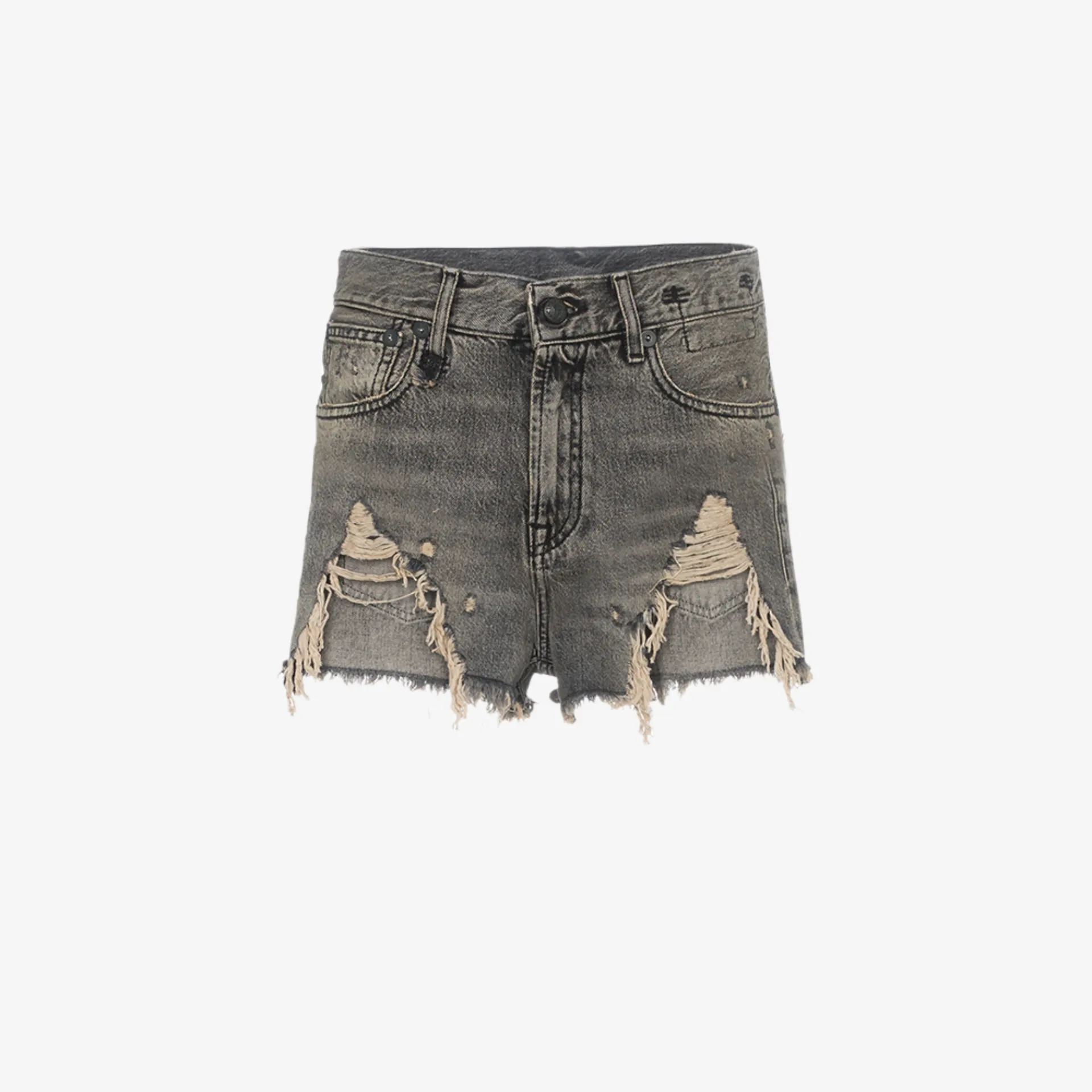 r13 shredded slouch shorts