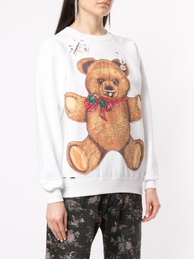 Teddy Bear print distressed sweatshirt R13 Eraldo