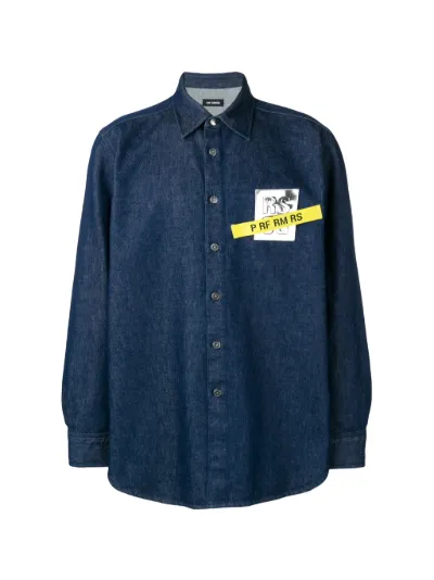 raf simons patch denim shirt