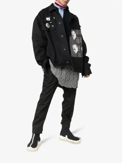 raf simons black denim jacket