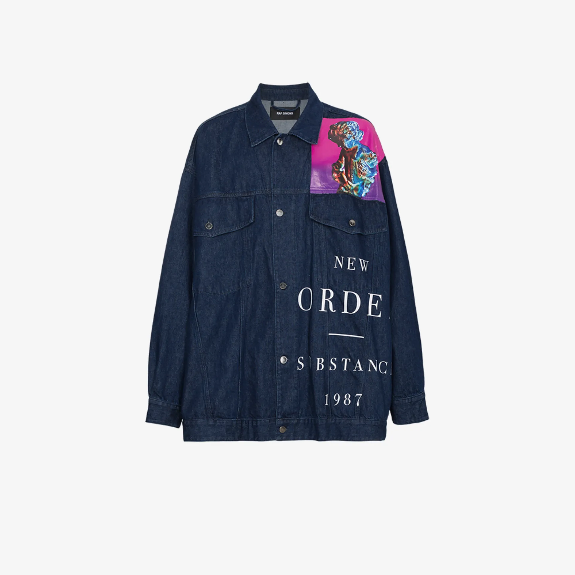 raf simons new order denim jacket