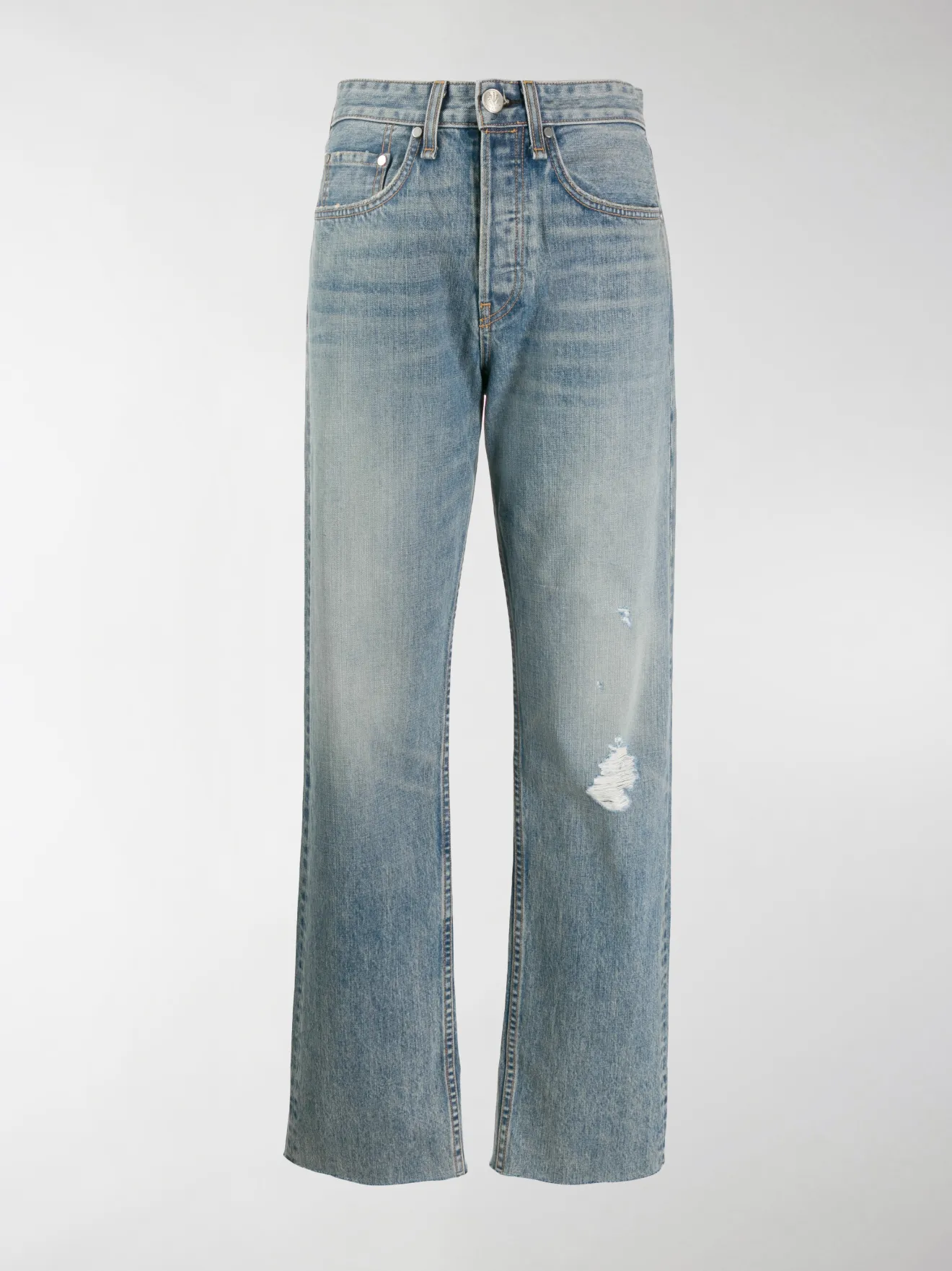 Bone distressed straight leg jeans blue 