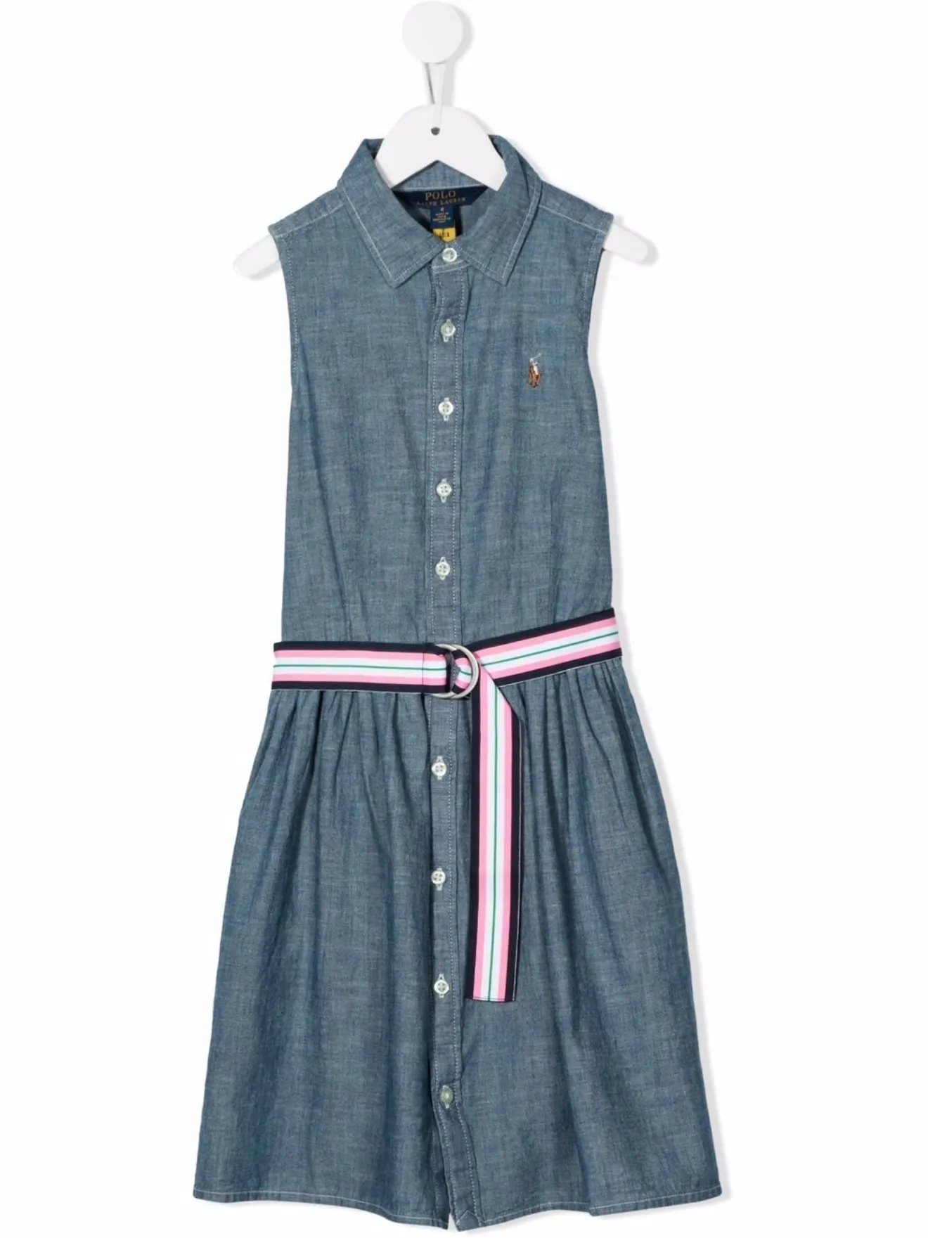 logo-embroidered denim shirt dress 