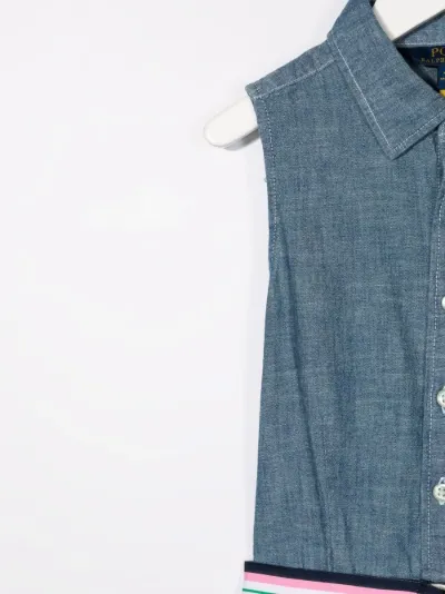 logo-embroidered denim shirt dress 