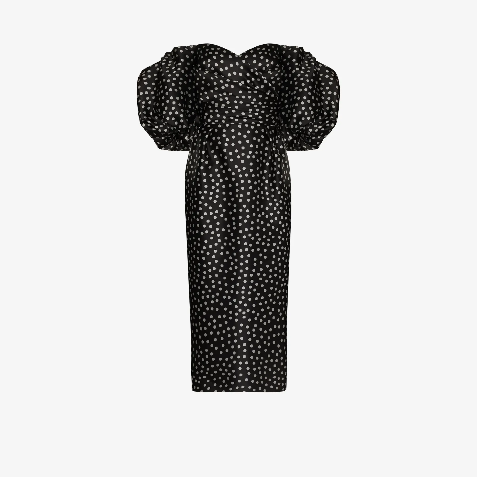 black and white polka dot off the shoulder dress