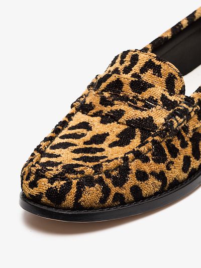 Leopard print fabric flat loafers展示图