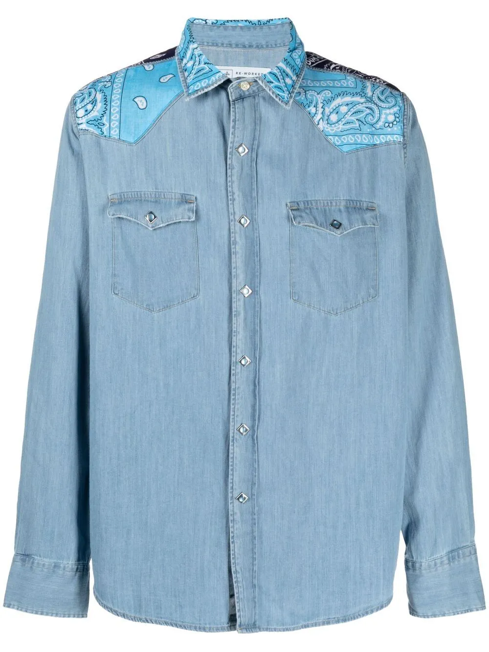 bandana panelled denim shirt | Re 