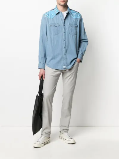 bandana panelled denim shirt | Re 