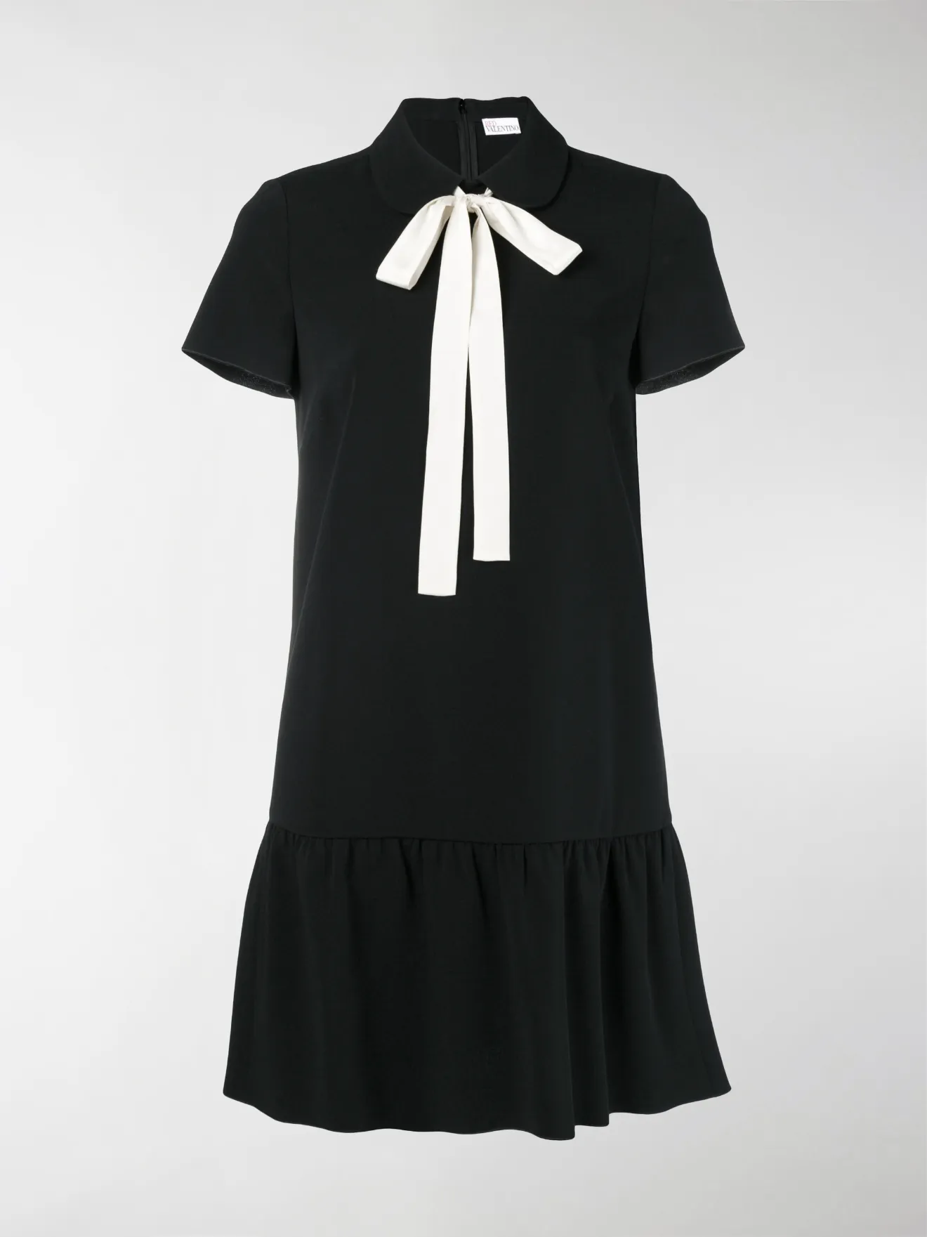 black dress with bow tie neck