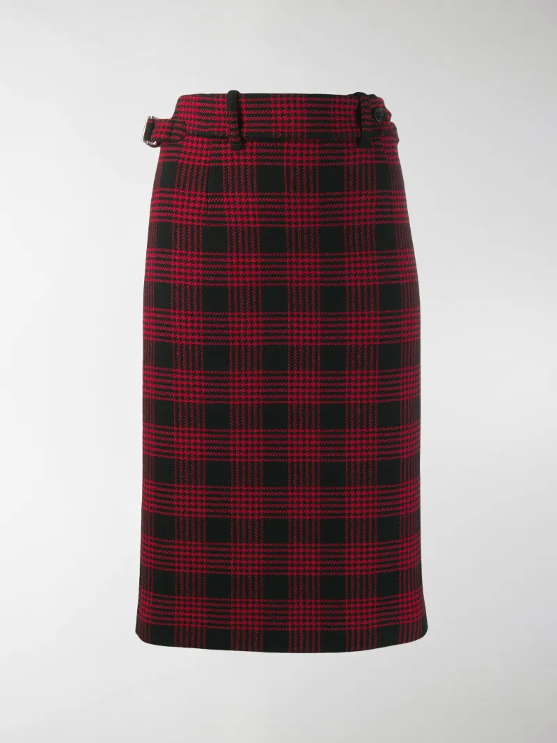 RED Valentino Gonna scozzese a tubino Red Glen rosso | MODES