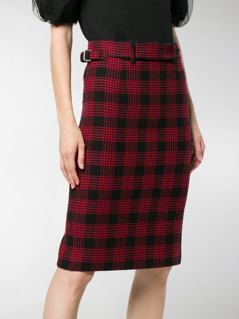 RED Valentino Gonna scozzese a tubino Red Glen rosso | MODES