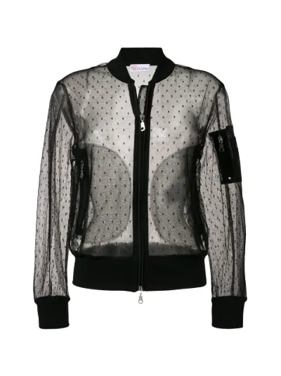 black sheer bomber jacket
