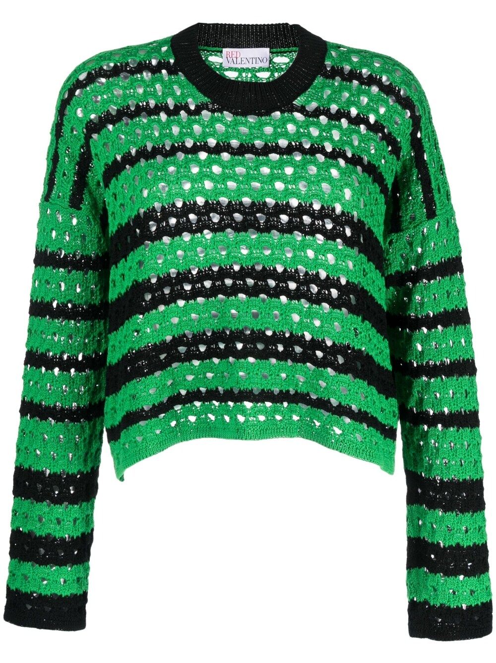 striped open-knit cotton jumper | RED Valentino Eraldo.com
