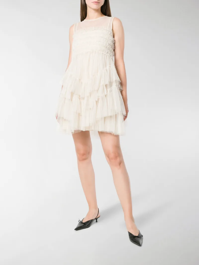 red valentino sheer dot flounce dress