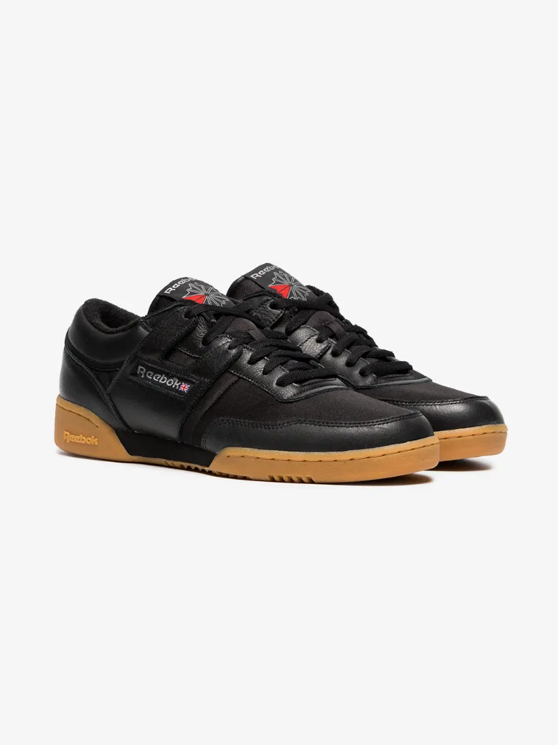 reebok black leather sneakers