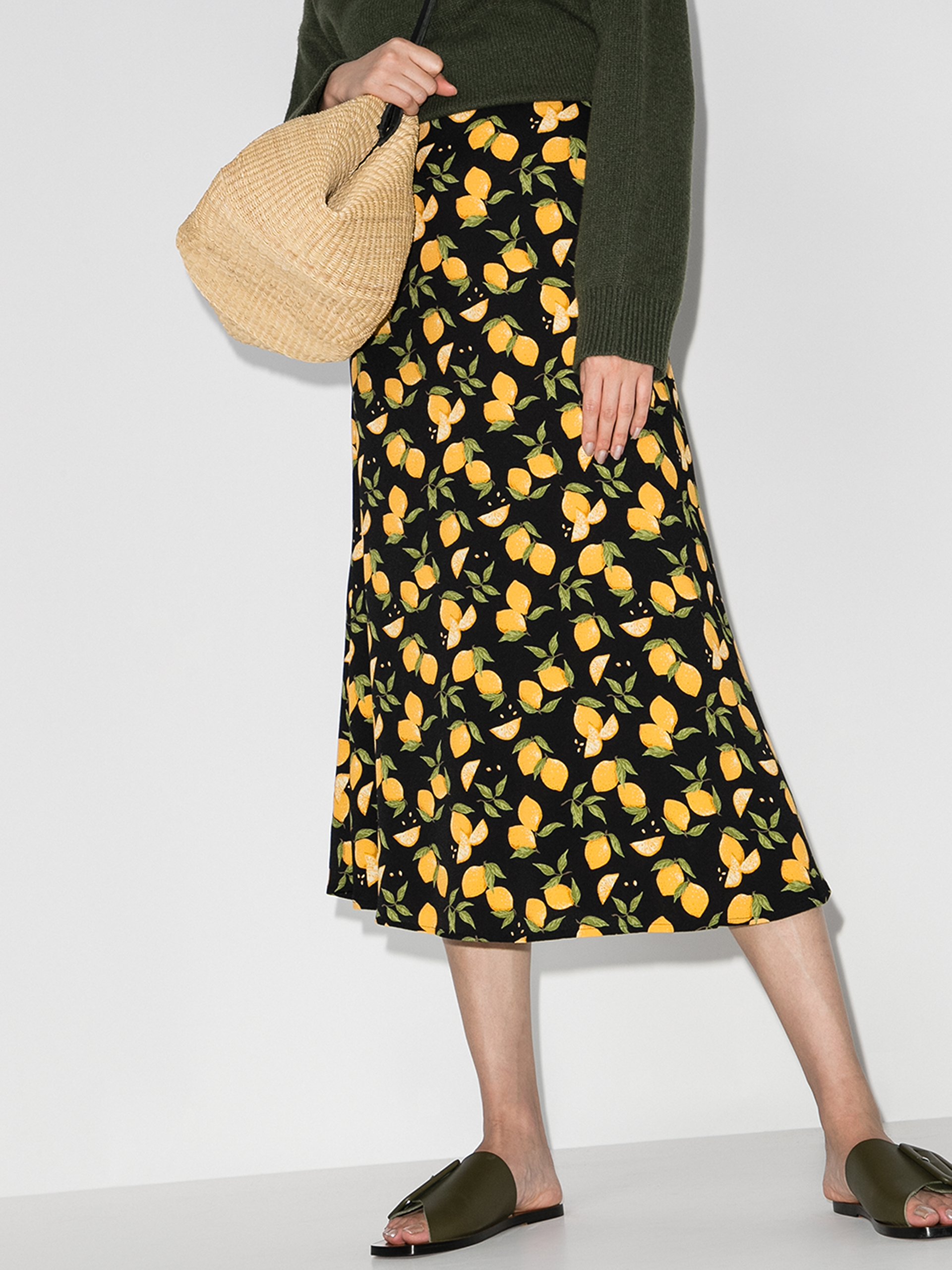 reformation lemon skirt