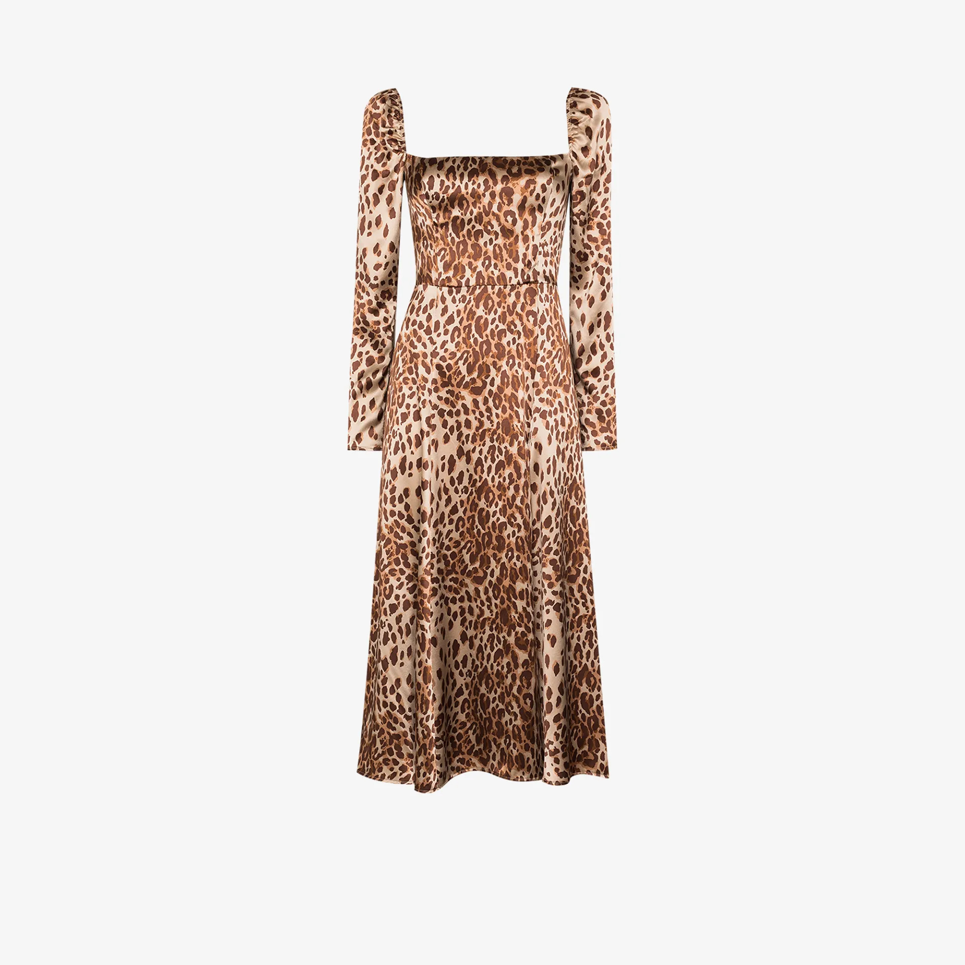 leopard print silk midi dress