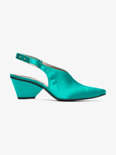 green sling backs