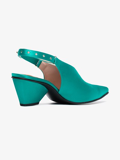 green sling backs