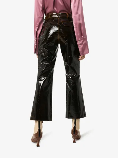 faux leather kick flare trousers