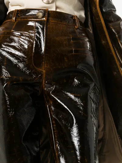 leather kick flare trousers