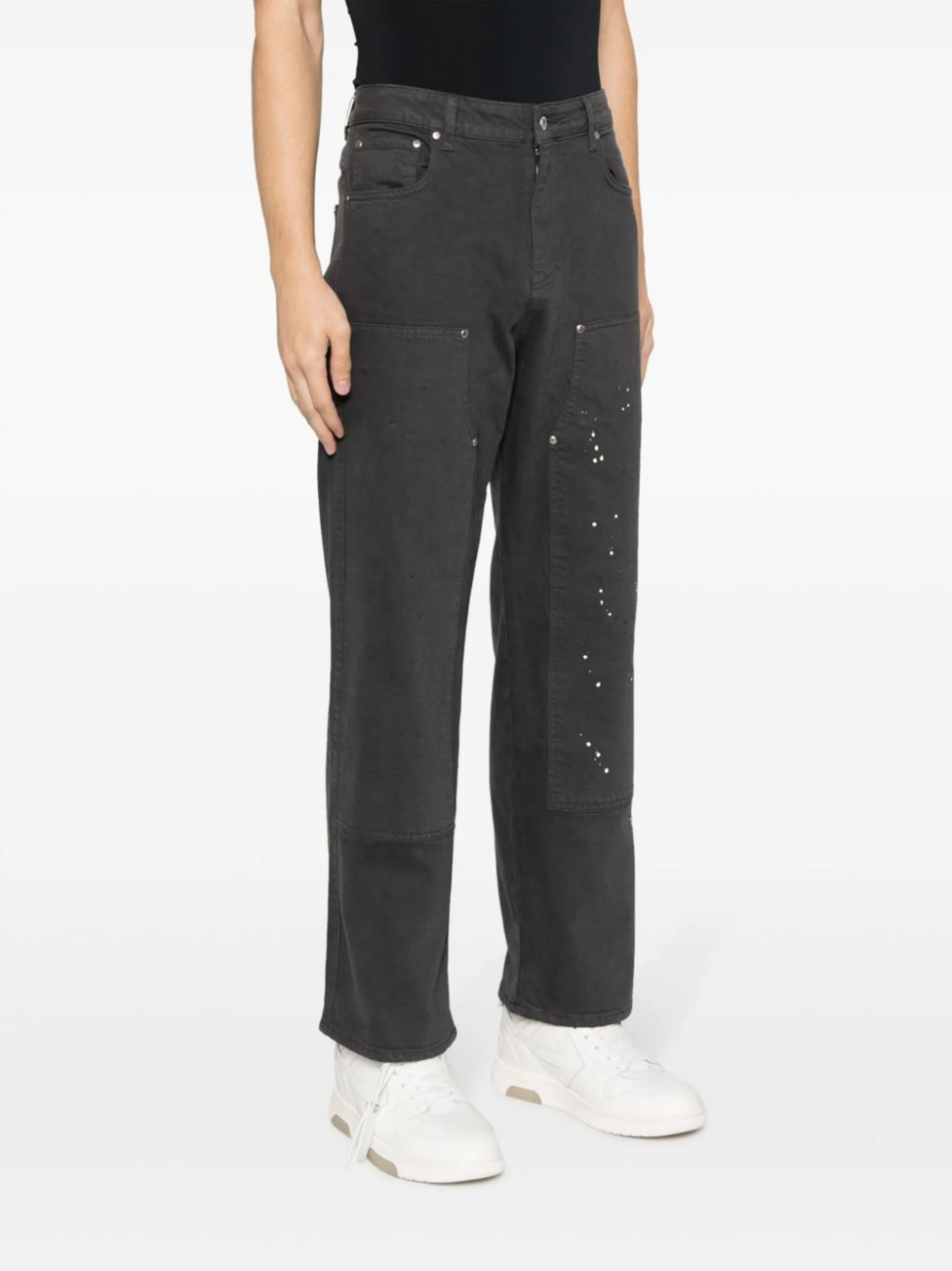 Denim Abstract Splatter Print Wide Leg Jeans main image 0