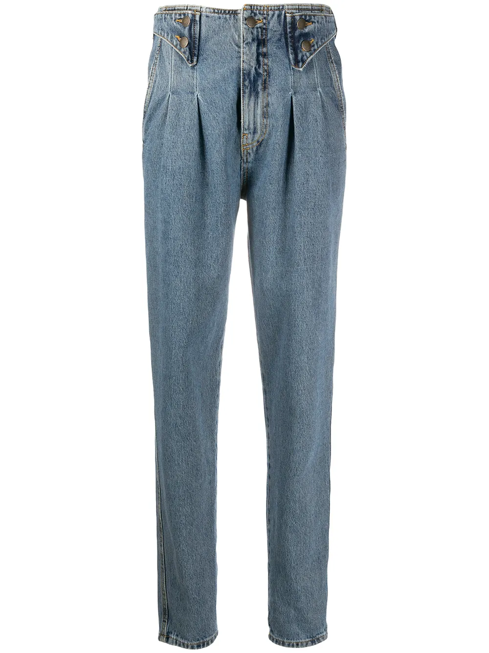 pleated tapered jeans
