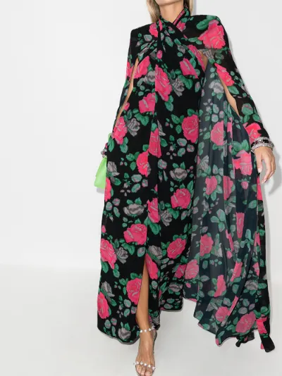 richard quinn floral print off the shoulder dress