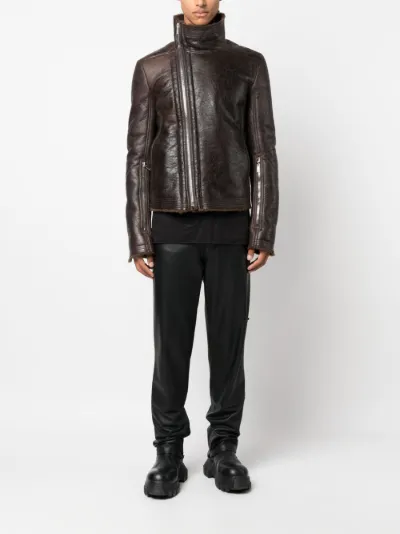 Rick owens bauhas leather fashion jacket