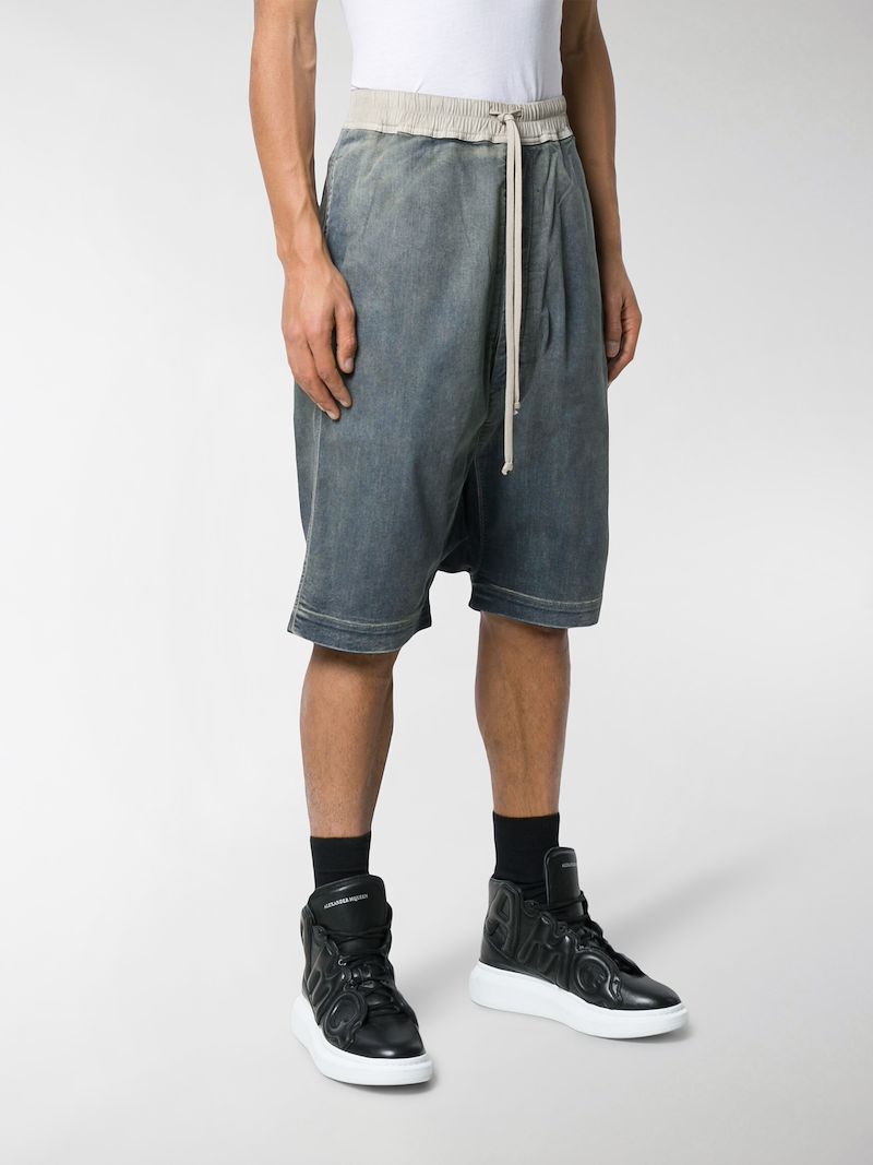 rick owens denim shorts