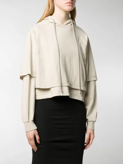 Rick Owens DRKSHDW Felpa con cappuccio toni neutri | MODES